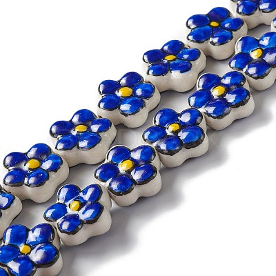 Handmade Porcelain Flower Beads Strands PORC-F003-01G-1