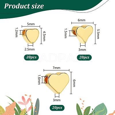60Pcs 3 Styles Brass Spacer Beads KK-PH0006-61A-1