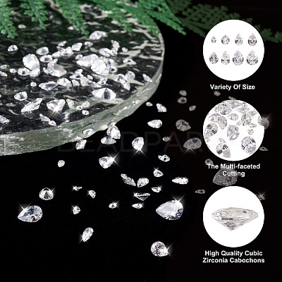 315Pcs 8 Style Teardrop-Shaped Cubic Zirconia Cabochons ZIRC-YS0001-02-1