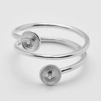 Anti-Tarnish Rhodium Plated 925 Sterling Silver Finger Design Ring Mounts Fittings with Pearl Seat STER-A070-040-1