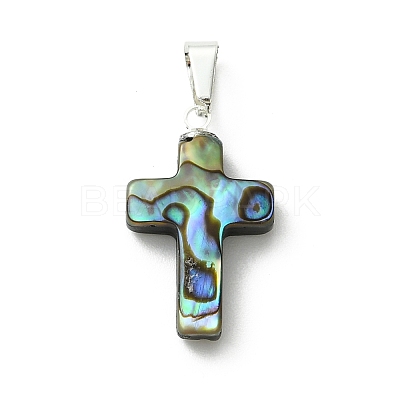 Natural Abalone Shell/Paua Shell Pendants PALLOY-JF05394-1