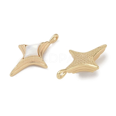 Brass Pave Shell Pendants KK-G497-09G-1