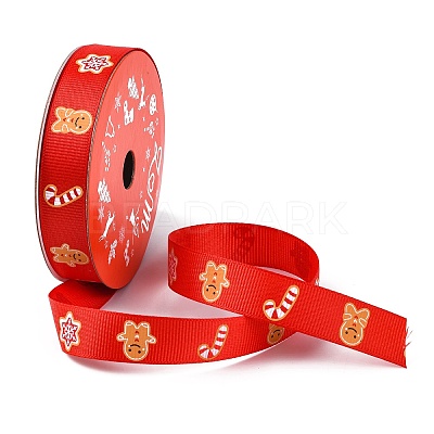 5 Yards Christmas Polyester Printed Grosgrain Ribbon OCOR-A008-01E-1