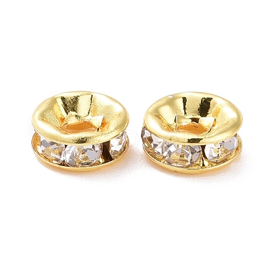 Brass Crystal Rhinestone Spacer Beads KK-G418-14G-B-1