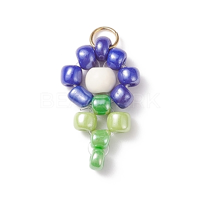 Glass Seed Beaded Pendants PALLOY-JF01825-1