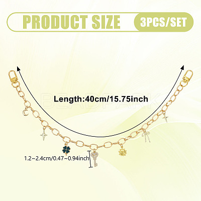 3Pcs Clover Key Star Charm Aluminum Cable Chain Bag Decorative Chains HJEW-NB00279-1