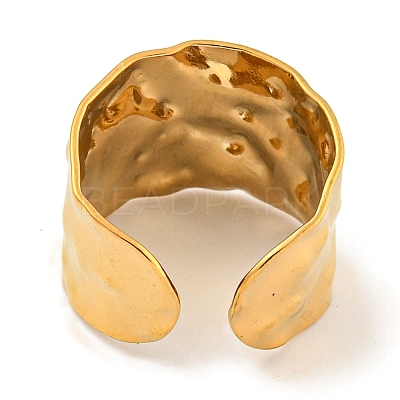 Ion Plating(IP) 304 Stainless Steel Hammered Open Cuff Ring X-RJEW-A043-08G-1