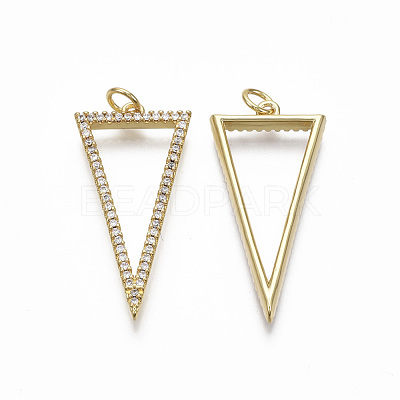 Brass Micro Pave Clear Cubic Zirconia Pendants KK-R133-019-NF-1