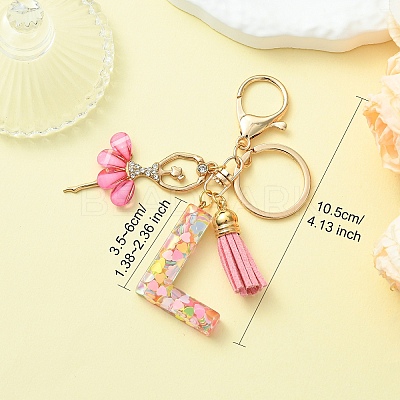 Letter A~Z Transparent Glitter Resin Pendant Keychains KEYC-FZ00024-01-1