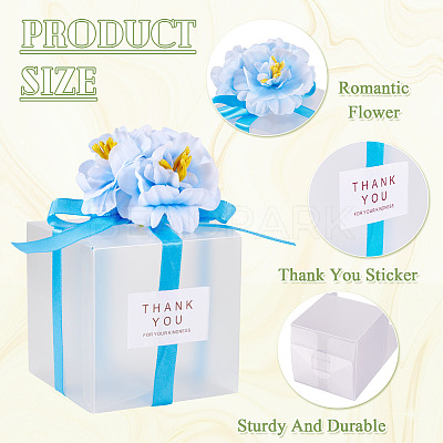 Clear PVC Candy Gift Packaging Boxes with Ribbon & Artificial Flower CON-TAC0001-20B-1