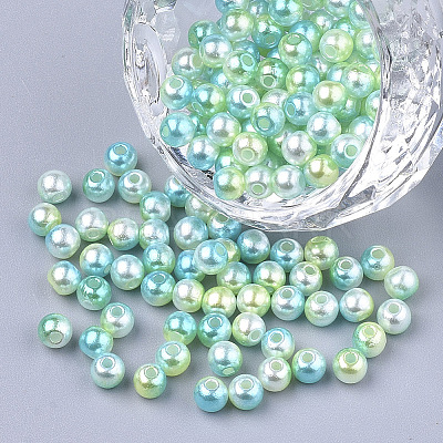 Rainbow ABS Plastic Imitation Pearl Beads X1-OACR-Q174-10mm-03-1