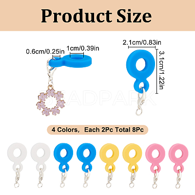 8Pcs 4 Colors Silicone Straw Pendants FIND-GO0003-51-1