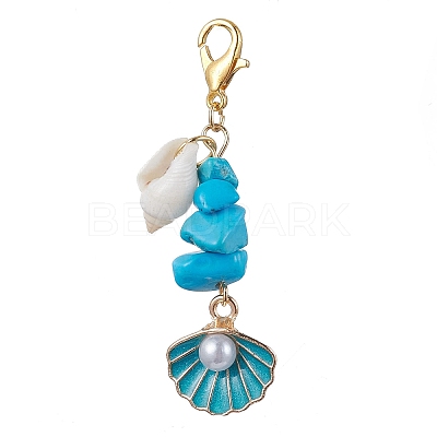 5Pcs 5 Styles Alloy Enamel & Shell Pendant Decoraiton HJEW-JM01656-1