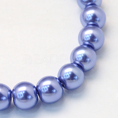 Baking Paint Pearlized Glass Pearl Round Bead Strands X-HY-Q330-8mm-09-1