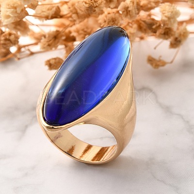 Resin Horse Eye Finger Rings RJEW-R006-01G-05-1