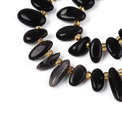Natural Silver Sheen Obsidian Beads Strands G-Z091-A38-1
