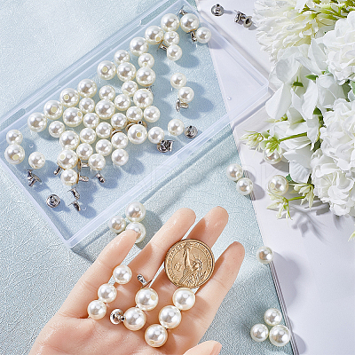 100 Sets 2 Style ABS Imitation Pearl Garment Rivets FIND-GF0005-20-1