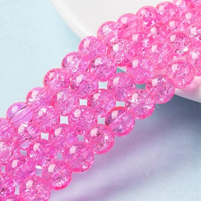 Spray Painted Crackle Glass Beads Strands CCG-Q001-8mm-02-1