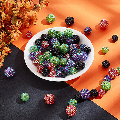 88Pcs 11 Style Resin Rhinestone Beads RESI-AR0001-40-1