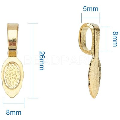 Tibetan Style Alloy Glue-on Flat Pad Bails TIBEB-PH0004-12-1