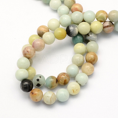 Natural Flower Amazonite Round Beads Strands G-S161-4mm-1