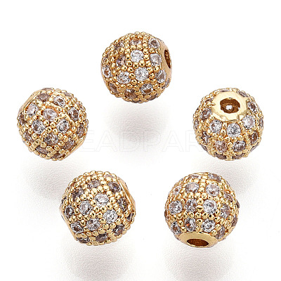 Rack Plating Brass Cubic Zirconia Beads ZIRC-S001-8mm-A-M-1