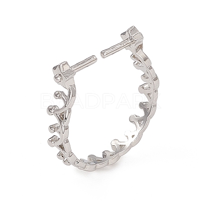 Rack Plating Brass Open Cuff Ring Settings KK-G455-14P-1