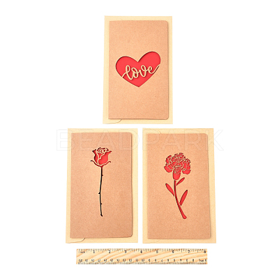 3 Sets Kraft Paper Greeting Cards AJEW-FS0001-27C-1