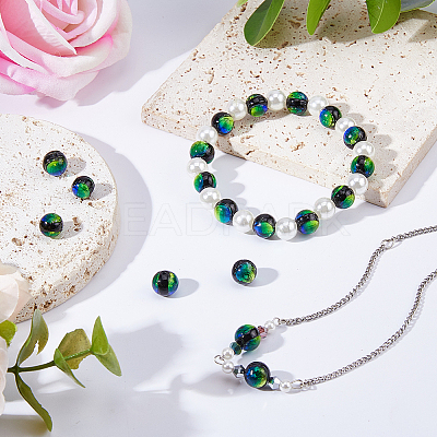 20Pcs Luminous Crackle Glass Beads GLAA-FH0001-89D-1