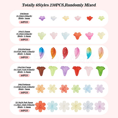 230Pcs 6 Styles Transparent Acrylic Beads OACR-TA0004-39-1