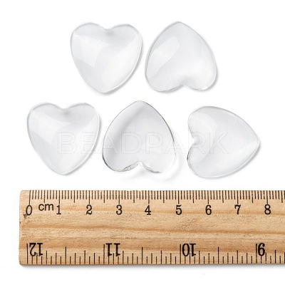 Transparent Glass Heart Cabochons GGLA-R021-25mm-1