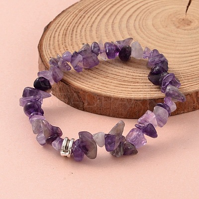 Chip Natural Gemstone Beaded Stretch Bracelets BJEW-JB02148-1