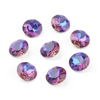 Pointed Back & Back Plated Glass Rhinestone Cabochons RGLA-J012-10mm-001VB-1