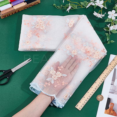 Flower Pattern Polyester Lace Fabic DIY-WH0061-021C-1