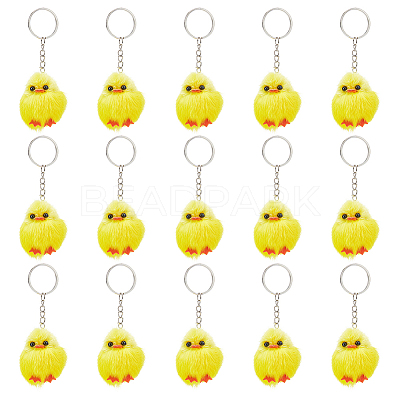 Cute Water Mink Mini Fur Chicken Pendant Bag Keychain KEYC-WH0018-77-1