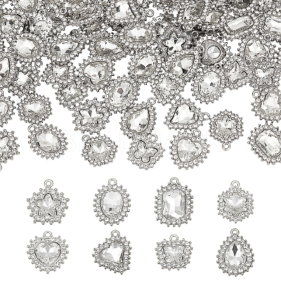 40Pcs 8 Styles Alloy Rhinestone Pendants ALRI-NB0001-19P-1