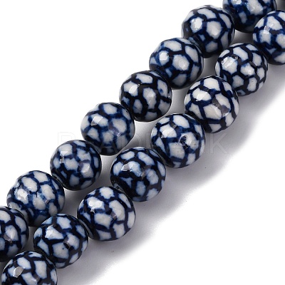Handmade Blue and White Porcelain Beads Strands PORC-I027-03D-1
