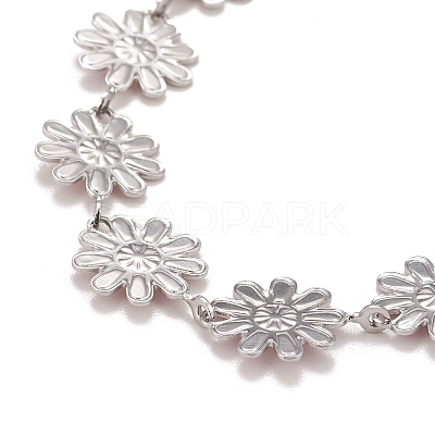 Enamel Daisy Link Chain Necklace NJEW-P220-01P-01-1