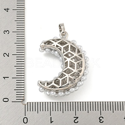 Rack Plating Brass & ABS Plastic Imitation Pearl Pendants KK-N255-03D-P-RS-1