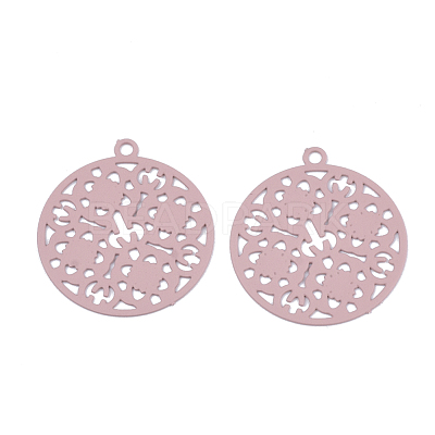430 Stainless Steel Filigree Pendants STAS-T042-10E-1