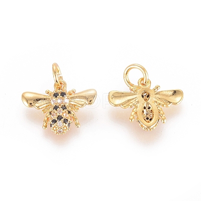 Brass Micro Pave Cubic Zirconia Pendants X-RB-I077-20G-RS-1
