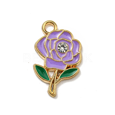 Alloy Enamel with Rhinestone Pendants ENAM-G219-01G-1