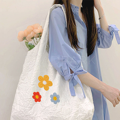 60Pcs 12 Style Flower Shape Two Tone Crochet Appliques DIY-FG0004-05-1
