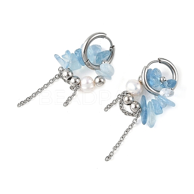 Natural Aquamarine Chips Drop Earrings EJEW-TA00817-03-1