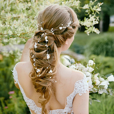 1Pc Wedding Bridal Flower Pearl Headband Hair Vine OHAR-GO0001-07-1