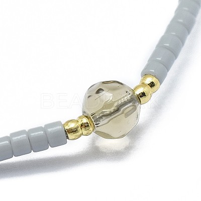 Adjustable Natural Smoky Quartz Braided Bead Bracelets BJEW-F391-A18-1