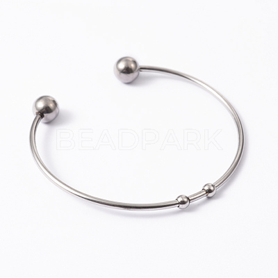 Tarnish Resistant Fashion 304 Stainless Steel Cuff Bangles Torque Bangles BJEW-H473-01P-1