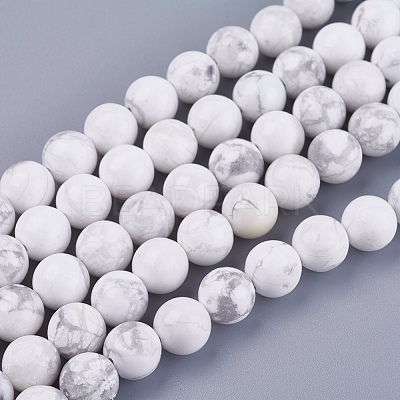 Natural Howlite Round Bead Strands X-G-I107-8mm-1