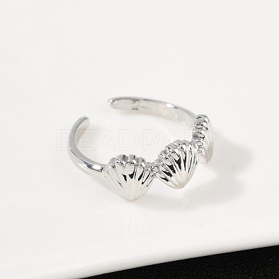 Brass Adjustable Open Cuff Rings for Women RJEW-R032-03P-1