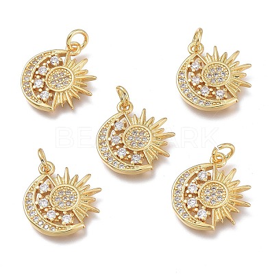 Brass Micro Pave Clear Cubic Zirconia Pendants X-ZIRC-Q023-09G-1
